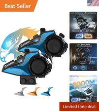 Motorcycle Intercom Headset, H2E Eagle-Like Communication System with Dual Ch...