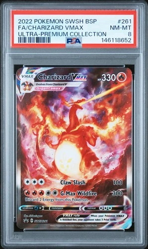 2022 POKEMON SWSH BLACK STAR PROMO #261 FULL ART/CHARIZARD VMAX PSA 8