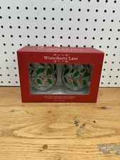 Four (2) Crisa Holiday / Christmas Holly and Berries Roly Poly Glasses
