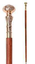 Walking Cane Wooden Walking Stick Gold Brass Handle Knob Gift Canes for Men a...