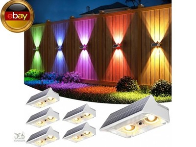VOLISUN 6 Stück Solar Zaunleuchten für den Außenbereich, 9 Farbmodi und RGB So
