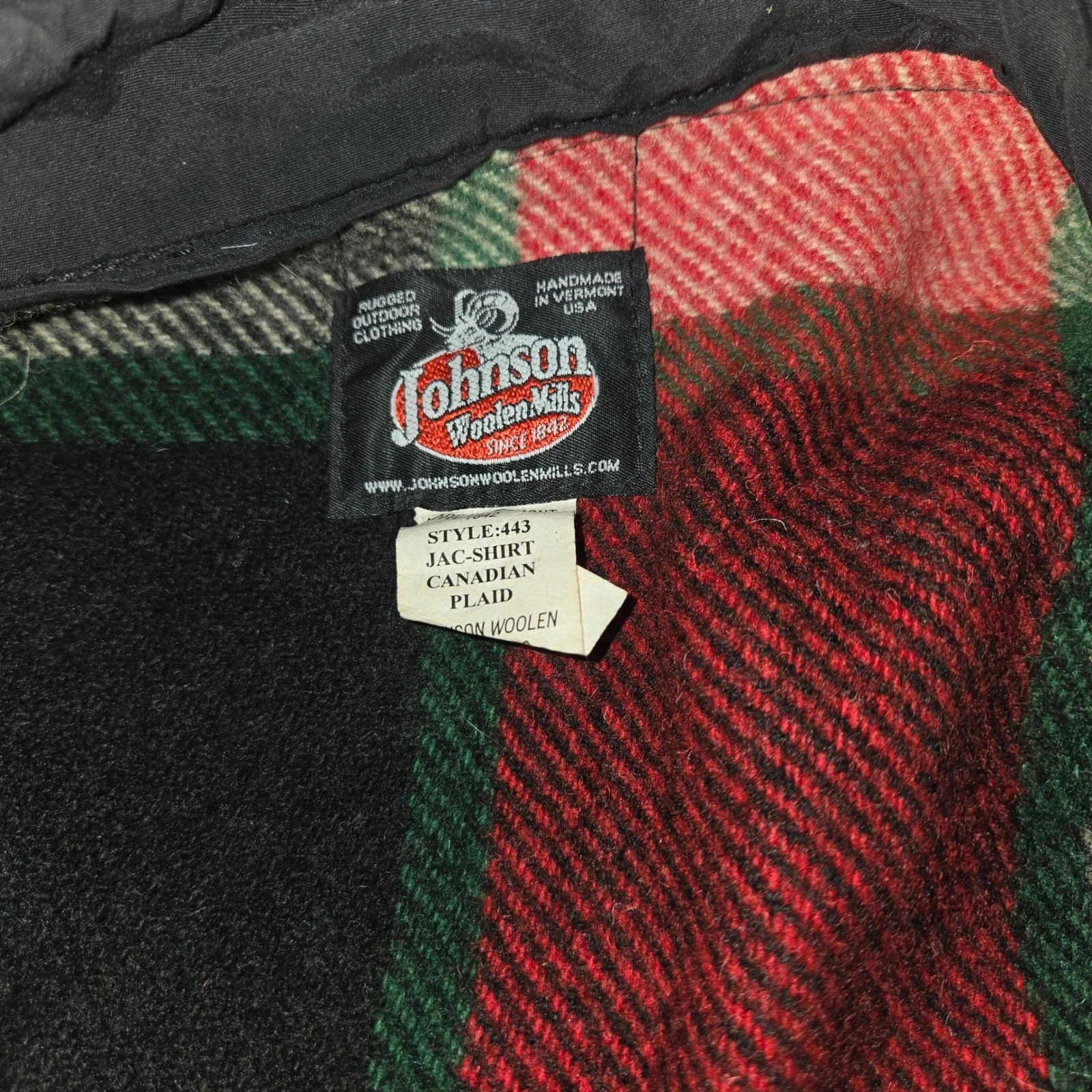 Johnson Woolen Mills Jac-Shirt Canadian Plaid Wool Jacket Mens 3XL Made in USA - product detail image 9