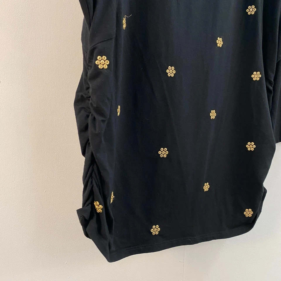 Camiseta grande de algodón negra de manga larga para mujer Coldwater Creek 23746 Foto 4 de 4