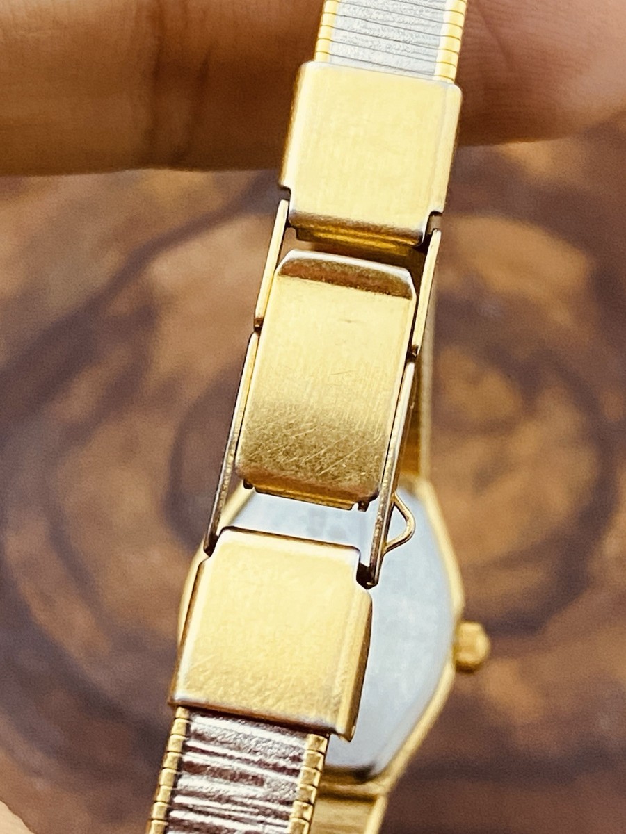 Vintage Elgin Diamand Women's Quartz Watch Gold Plated #7776