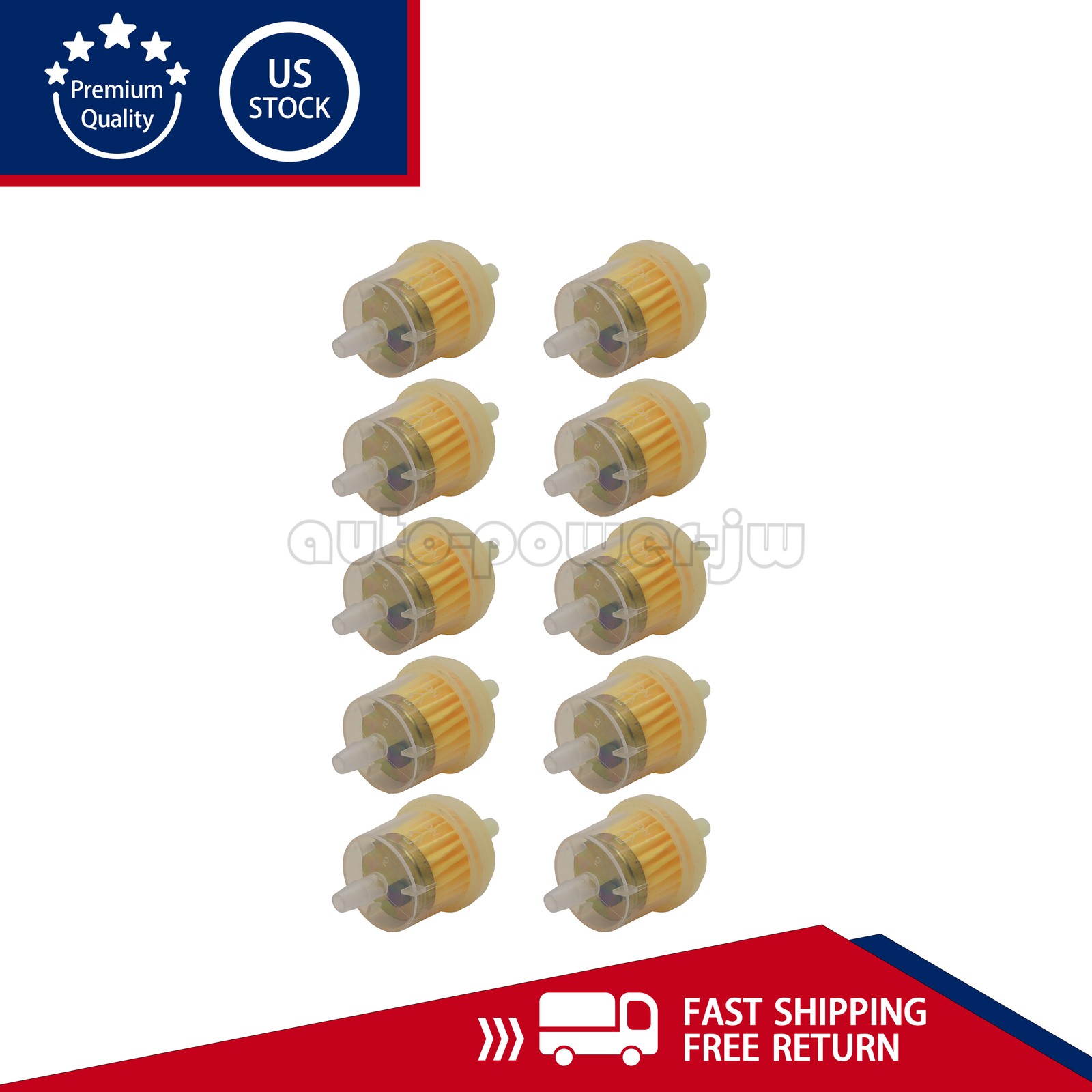 10PCS Motor Inline Gas Oil Fuel Filter Small Engine For 1/4'' Line 6-7mm Hose US