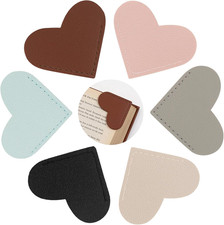 Heart Shaped Faux Leather Bookmarks, 6-Piece Set