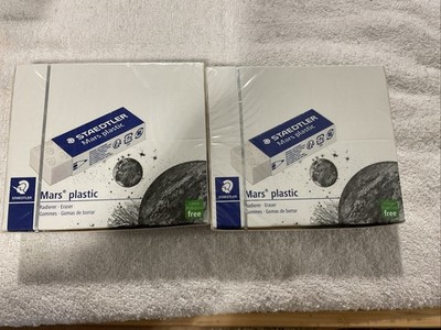 2 Packs STAEDTLER Mars Plastic Erasers 20-Pack Each White Vinyl Latex-Free Clean