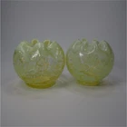 Vintage  Yellow Opalescent Uranium Glass Daisy & Fern Decorative Vase