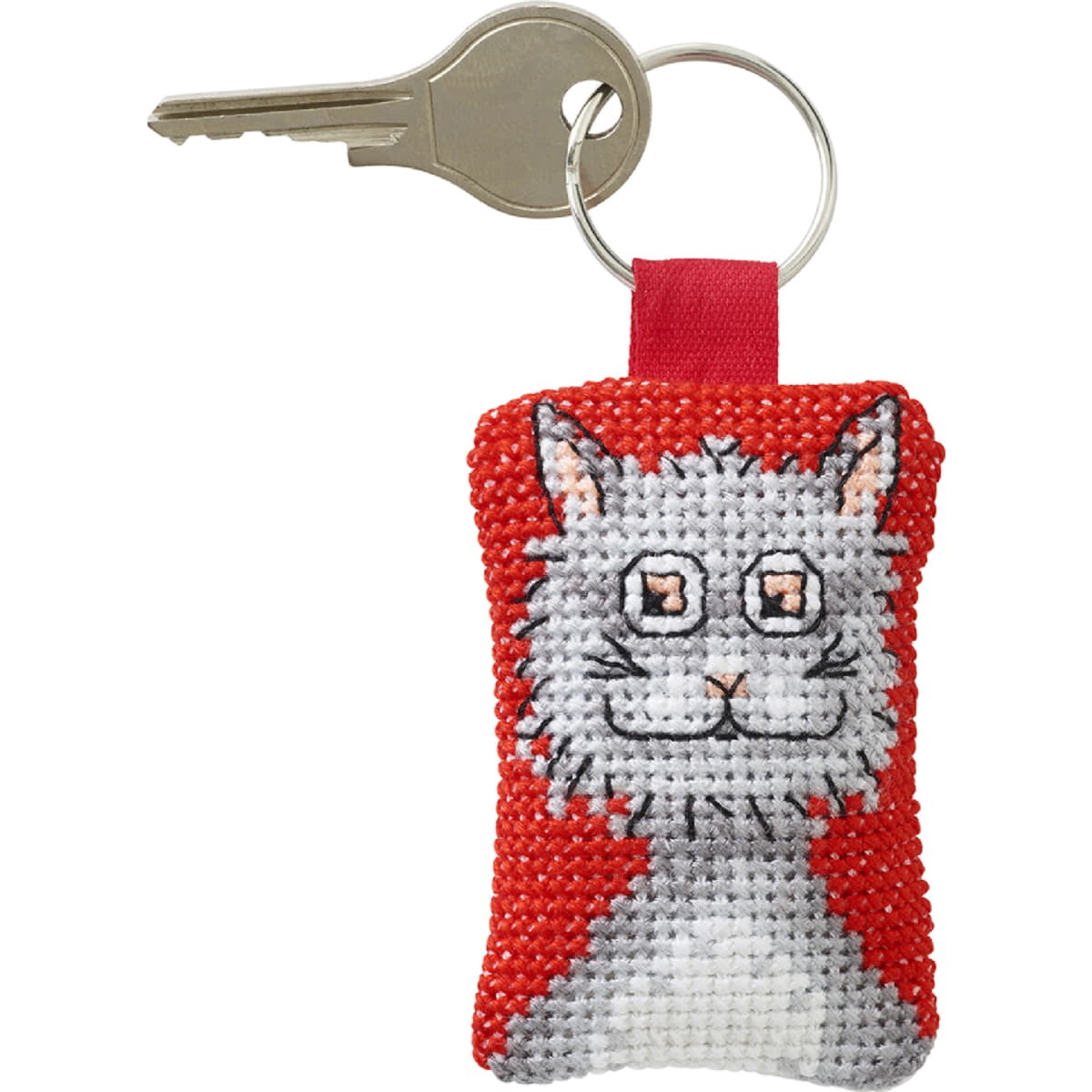 Permin counted cross stitch kit key ring pendant ""Cat"", 7x5cm