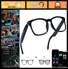 Smart Glasses Bluetooth 5.4 with Translation, 160+ Languages, Color-Change Lens,