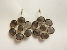 Sterling Silver Smoky Quartz Flower Dangle Earrings Handmade Jewelry