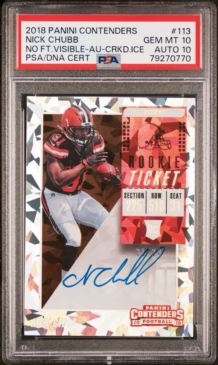 Nick Chubb Panini Contenders #113 Autograph-Cracked Ice