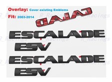 Overlay 2pcs Matte Black Side Door Tailgate Escalade Esv Emblems Fit 2003-2014
