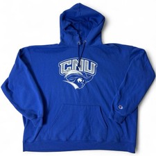 Champion Christopher Newport University CNU Logo Pullover Hoodie Blue 3XL