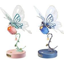 ROKR 3D Puzzle Butterfly & Rose Model Building Night Light Mechanical Model Kit