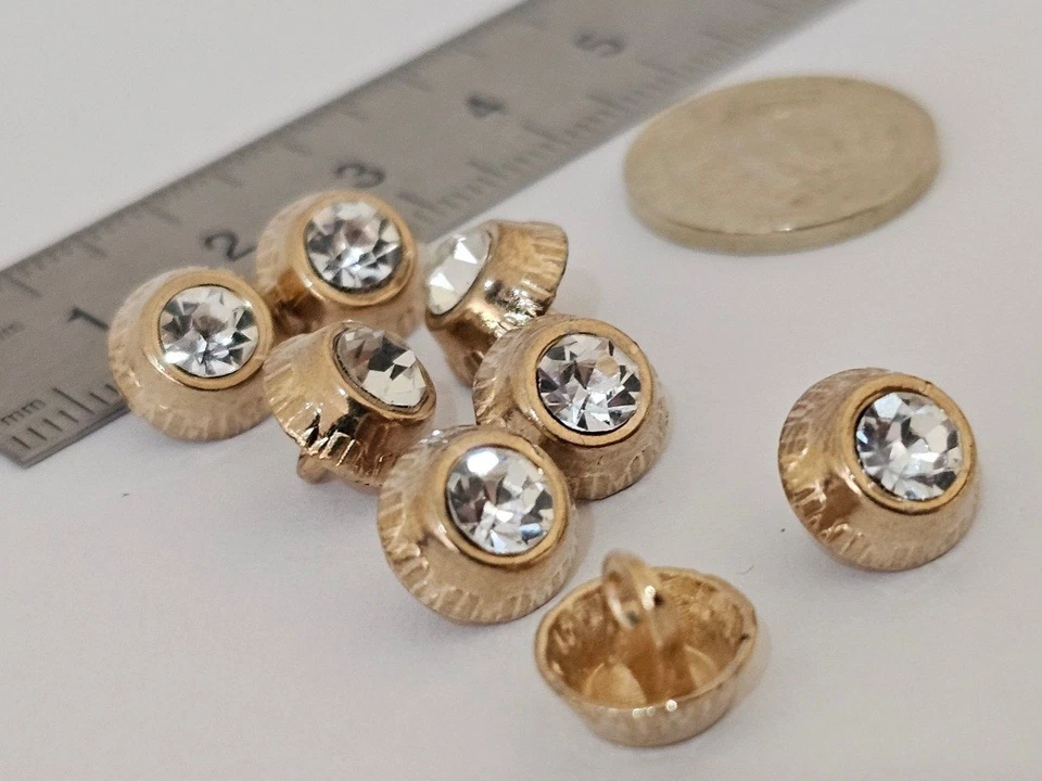 Metal Gold Buttons 10 mm Stone Button. Footed Metal Gold Button. 10 Pieces - Image 3 of 4