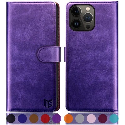 for iPhone 14 Max 6.7'' Wallet case with RFID Blocking Credit ,Flip Book PU Le...