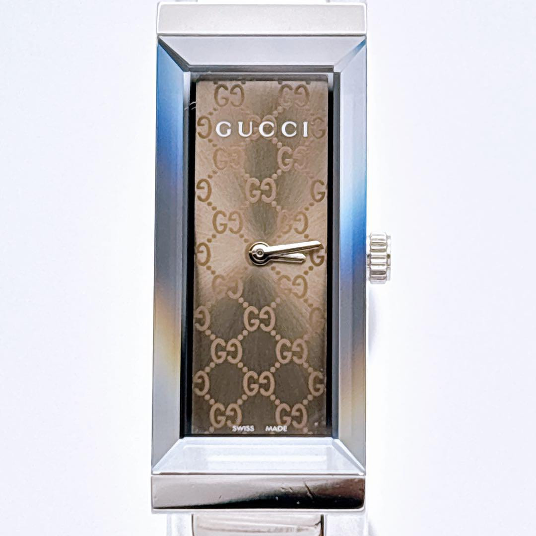 Battery Gucci 127.5 Cut Glass Gg Pattern Brown Dial | eBay