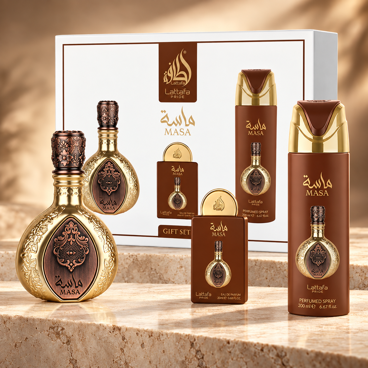 Lattafa Pride Masa EDP 100 ml + EDP 20 ml + Körperspray 200 ml (unisex)