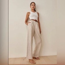 Reformation Vesta Linen Trousers Women's In Oatmeal 6p