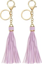 Leather Keychain Tassels, Women Tassel Bag Charm with Lobster Clasp Key Ring for
