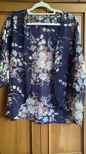 Kimono in Navy Blue floral size Medium Sheer Cardigan short sleeves