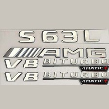 F&uuml;r Mercedes Benz S63L AMG V8 BITURBO Schriftzug Embleme Aufkleber Badge Auto