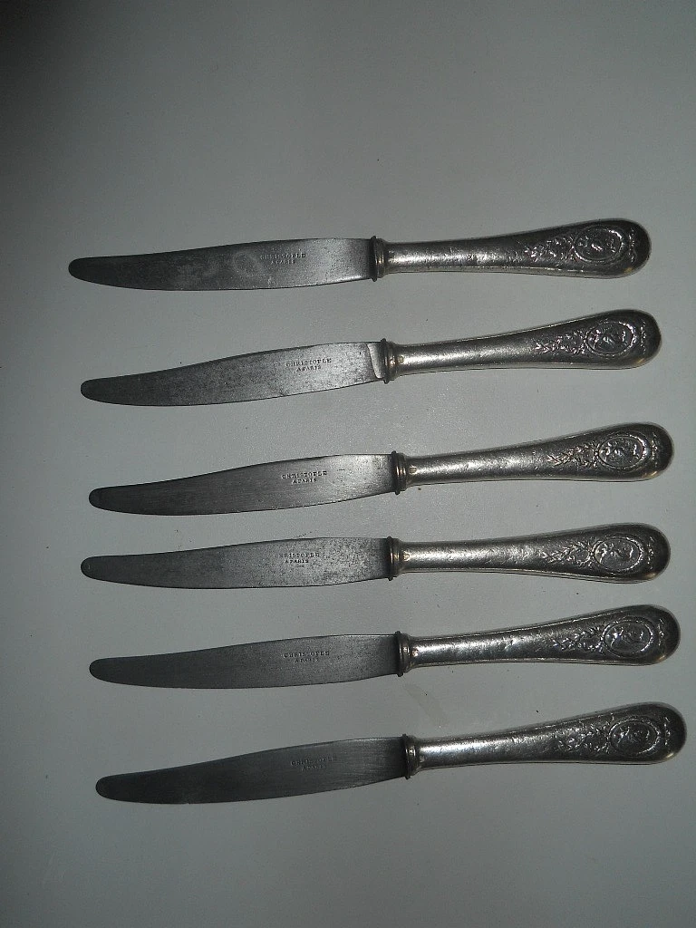 Ensemble de 2 porte-couteaux / baguettes en métal argenté