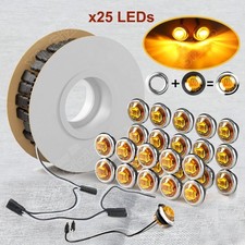 25x Amber 34 Marker Light Led Trailer Clearance Wplug Stainless Ring Wire