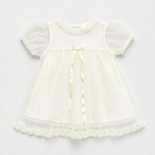 Vintage Kids White Sleeveless Under Dress Slip Top with Lace Trim Hem
