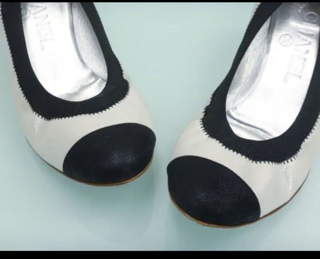 Chanel Heel Ballet Flats Shoes Pumps Embroidered Coco Mark Size 37 US Abt7 Women thumbnail 13