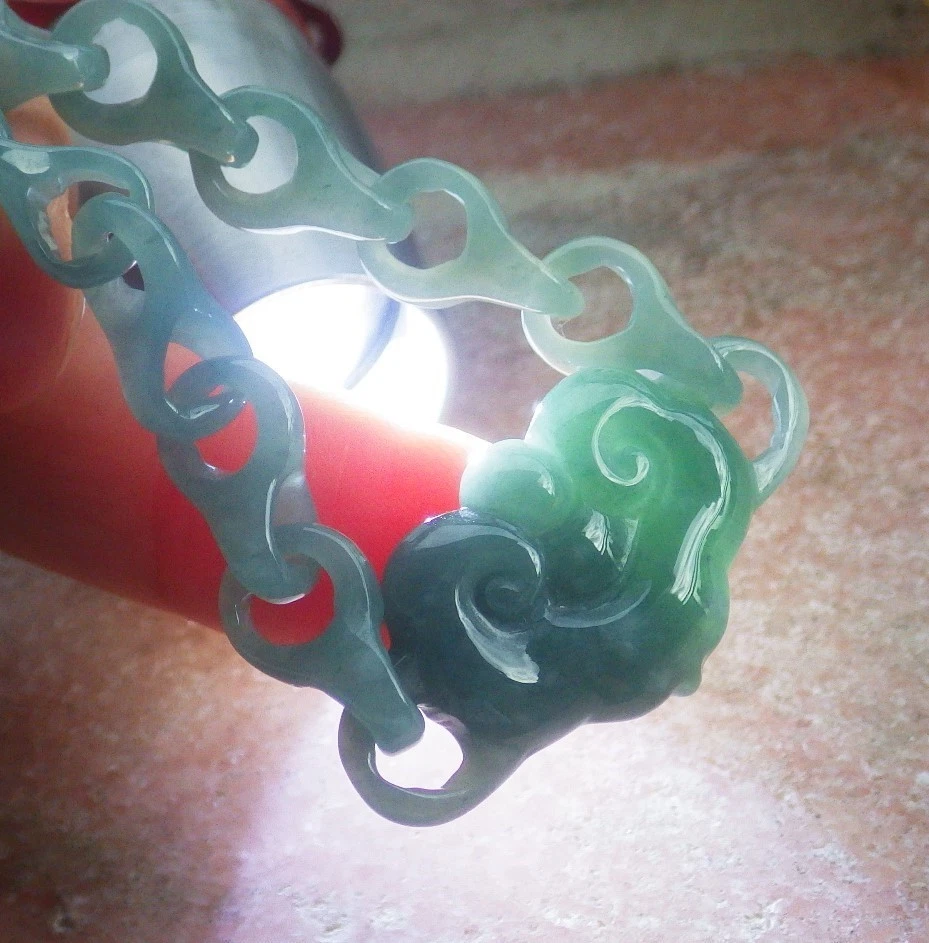 Video Certified Green A JADE Jadeite Beads Bangle dragons bone Bracelet 206652 Foto 4 de 4