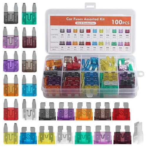 100X Car Blade Fuse Assortment Assorted Kit Blade Set Auto Truck Automotive
