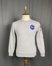 Alpha Industries x Nasa Men's Big Logo Gray Crewneck Sweater Size S