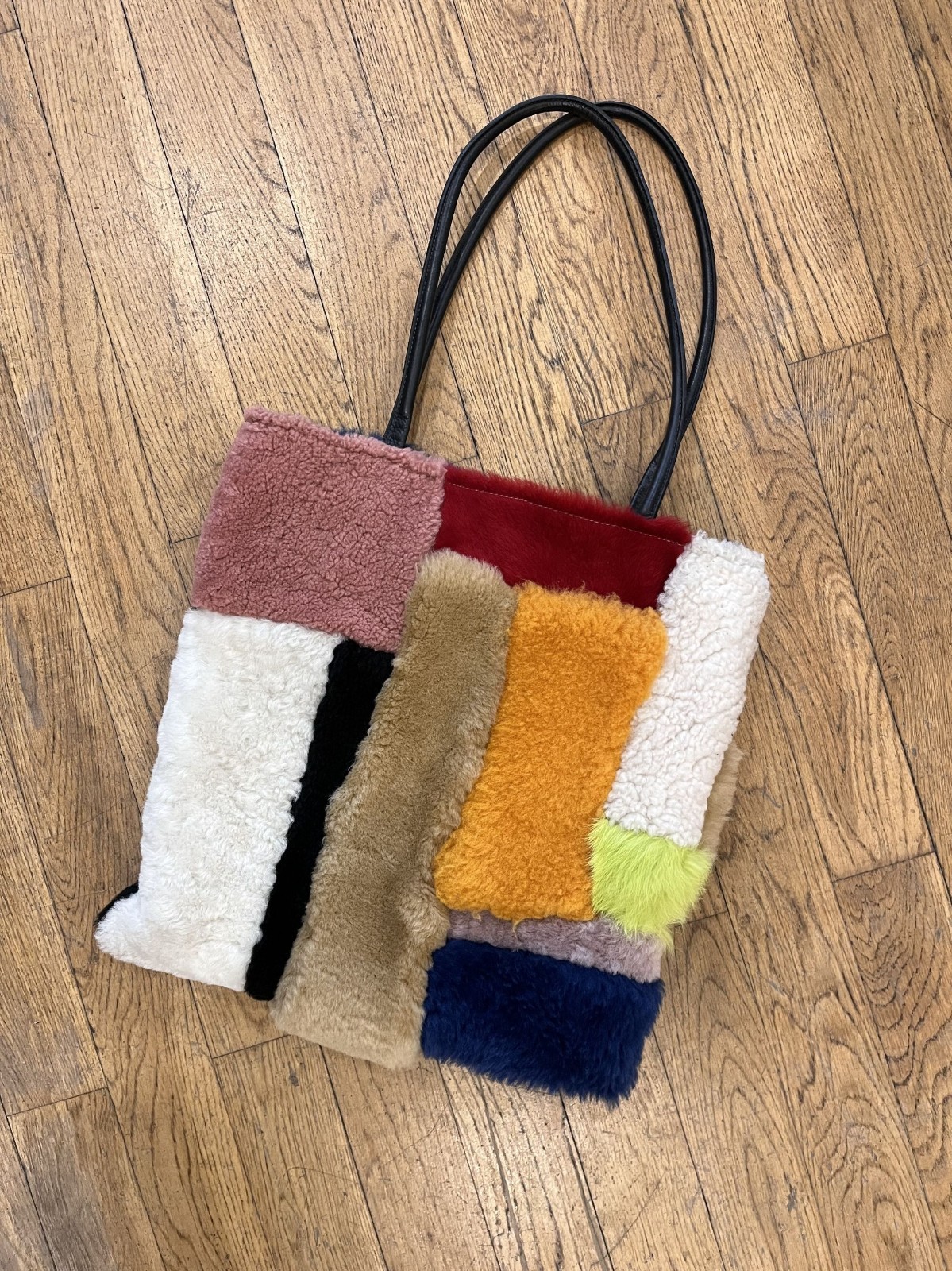 Prime Cuts Shearling Fur Patchwork Bag - image 1