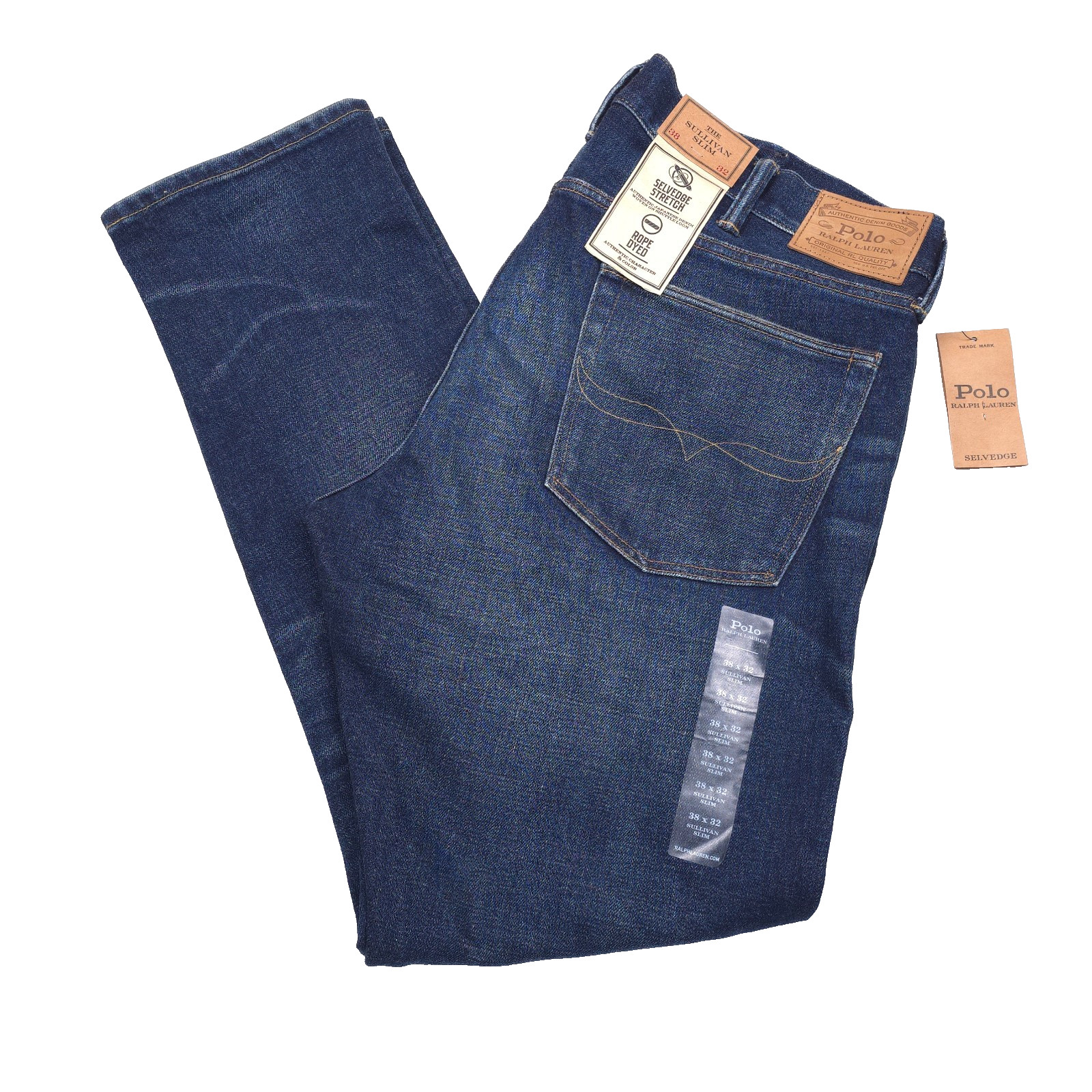 Polo Ralph Lauren Sullivan Slim Selvedge Jeans Mens 38 X 32 Blue Japanese Denim 26690₽