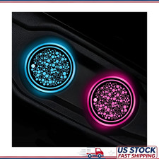 2 Pcs Led Cup Holder Light 7-color Usb Charging Insert Coaster Atmosphere Lamp 2 Pcs Led Cup Holder Light 7-color Usb Charging Insert Coaster Atmosphere Lamp
