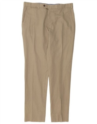 Massimo Dutti Mens Slim Chino Trousers EU 42 Large W34 L34 Beige Cotton CA07