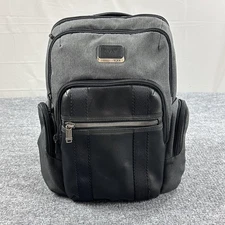 Tumi Alpha Bravo Nellis Backpack Gray Black Nylon Leather Travel Work Business