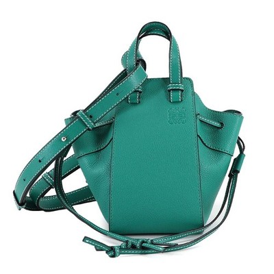 LOEWE Hammock Drawstring Mini Hand Shoulder Bag Leather Green 90314537