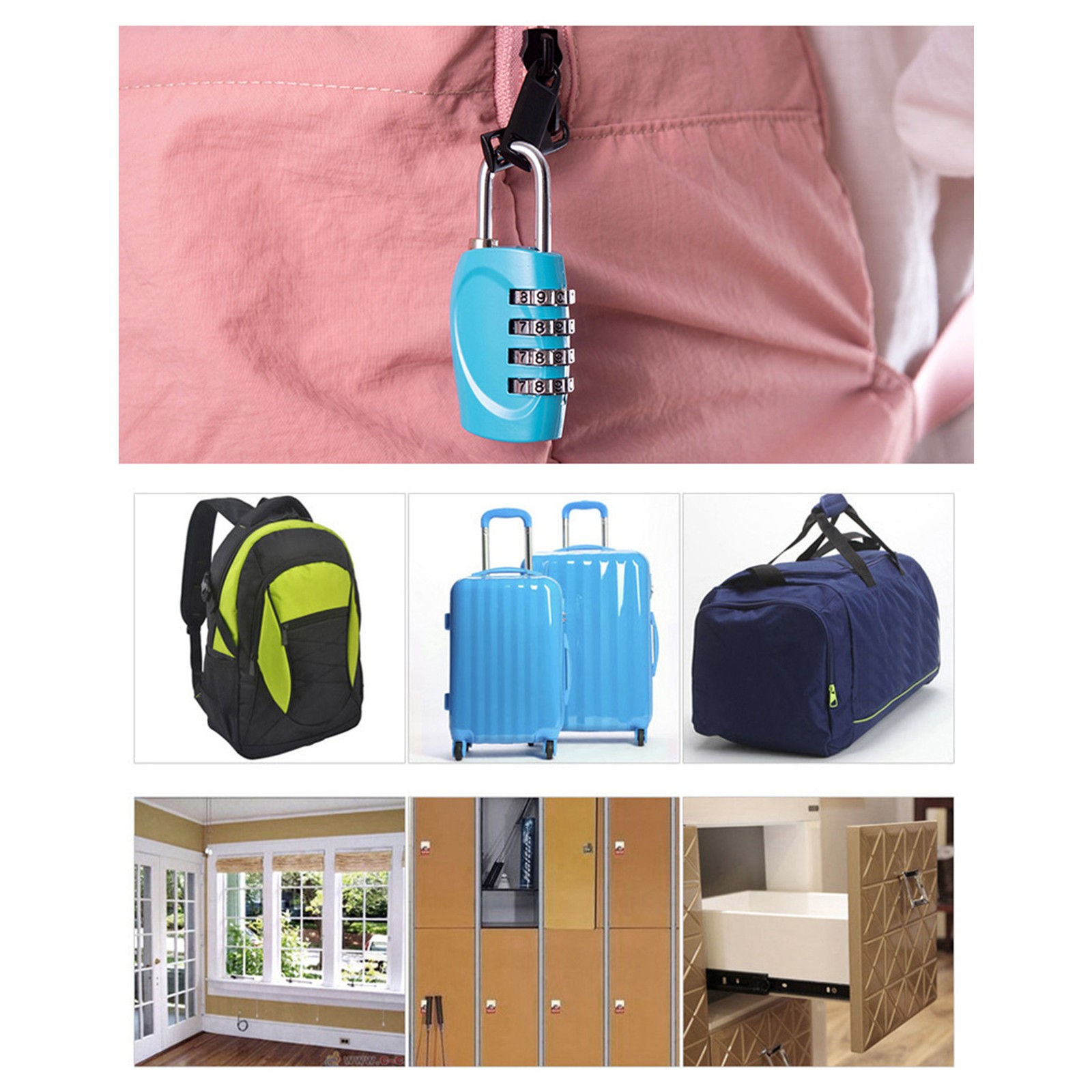 .Coded Lock Zinc Alloy Keep Security Combination Padlock For Luggage Cases