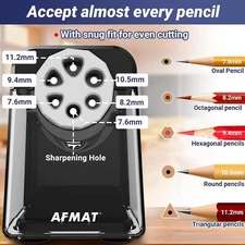 Electric Pencil Sharpener Heavy Duty, 6 Holes, Auto Stop