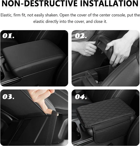 Car Armrest Pad Center Console Box Cover Leather Protector Cushion Accessories - Picture 7 of 14