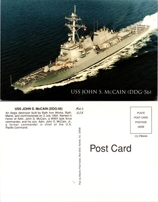 USS John S McCain DDG 56 Navy Destroyer Postcard