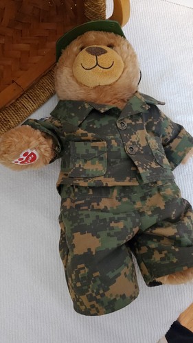 BAB, Camo Bear w/Military Outfit, Helmet, 16", 2015 - Picture 2 of 5