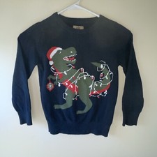 Maximus Rex Kids Size 6 Christmas Sweater Dinosaur T Rex/Christmas Lights