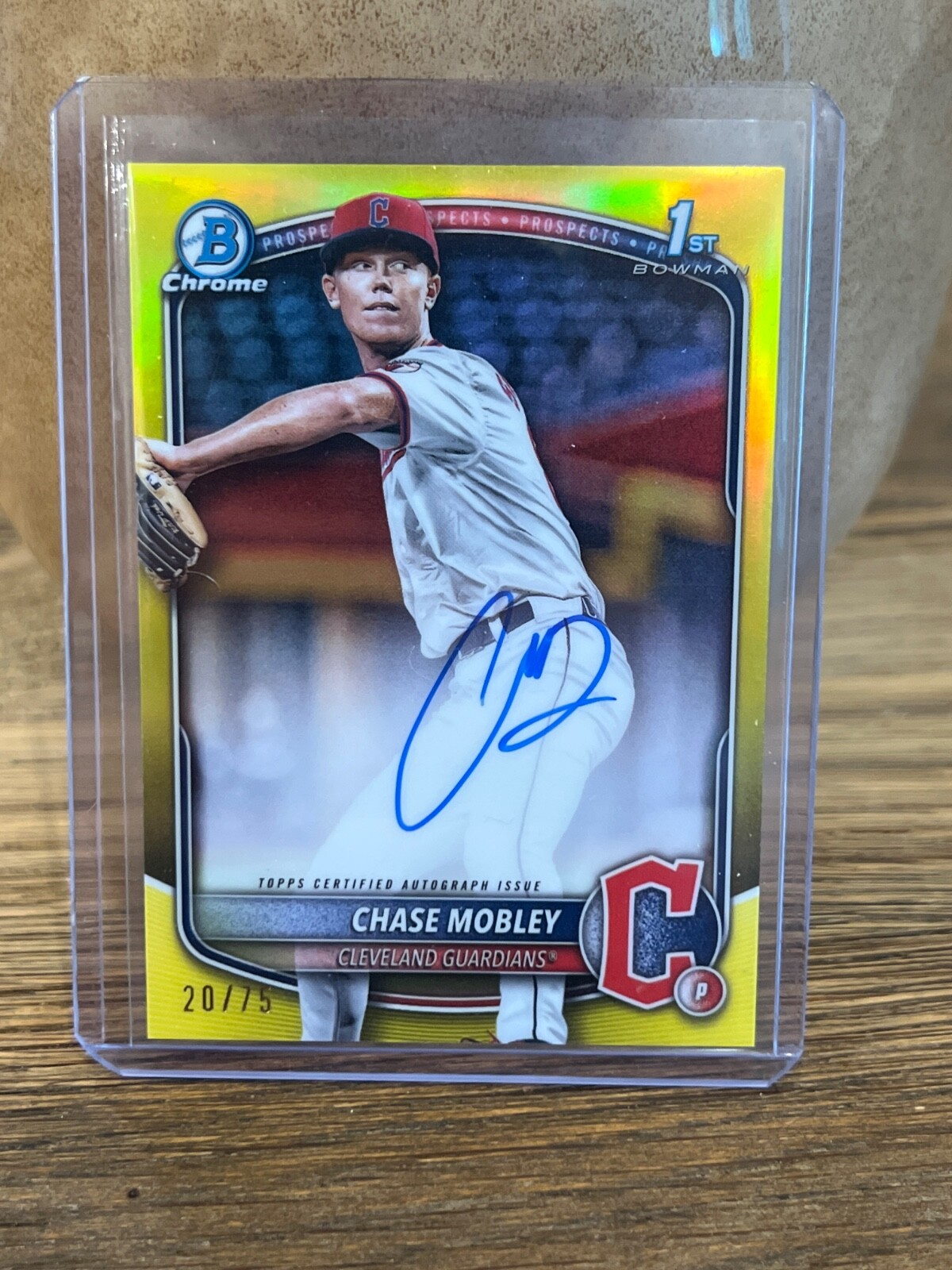 2025 Bowman - Chrome Prospects Chase Mobley 1st Yellow Auto 20/75 - Guardians