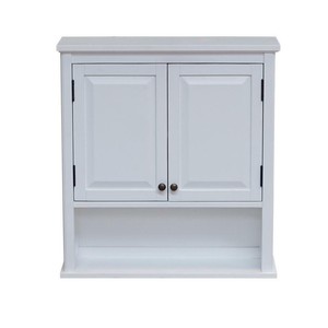 Bathroom Storage Cabinet Wood 2 Doors Adjustable Open Shelf Wall Mount White 848595012172 Ebay