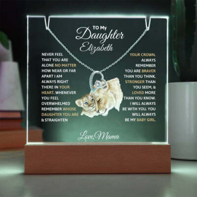 Daughter from Mom LED Acrylic Heart Necklace Plaque Gift Set | eBay