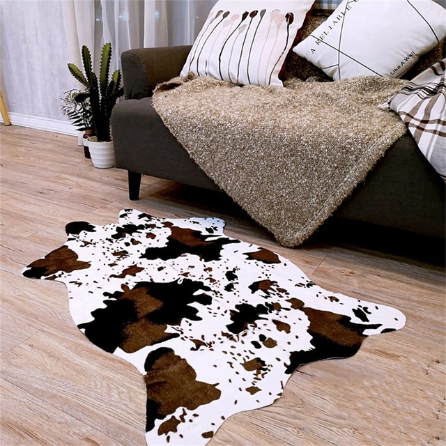 Cow Print Rug Faux Cow Rug Cowhide Animal Print Carpet Door Mat Rug 4.6